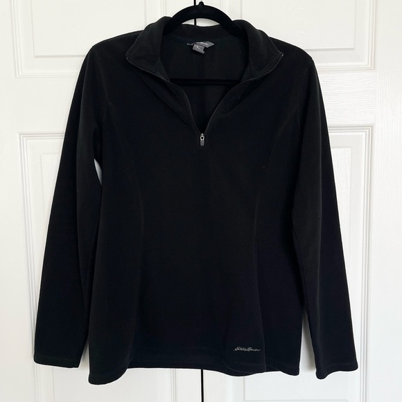 Women’s Black Eddie Bauer Fleece Quarter Zip Jacket Size M - Picture 1 of 5